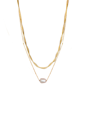 双层缠绕豌豆珍珠锁骨链叠戴项链