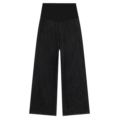 黑灰色孕妇牛仔阔腿裤子春夏季薄款2026新款春装外穿直筒拖地长裤