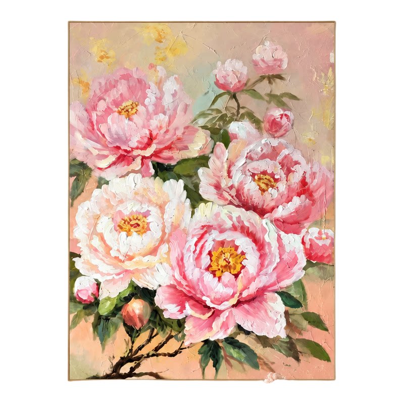 原创手绘奢遇纯手绘油画牡丹花客油画