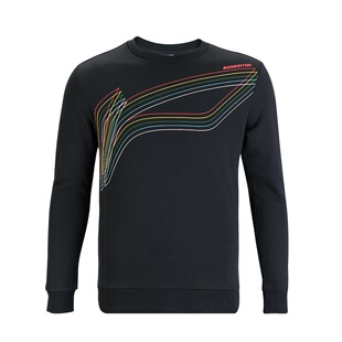 李宁羽毛球服男女款春秋卫衣圆领长袖帽衫上衣文化衫休闲运动服