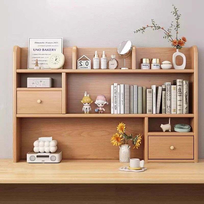 实木桌面书架置物架书桌收纳架子办公桌面桌上简易学生多层小书柜