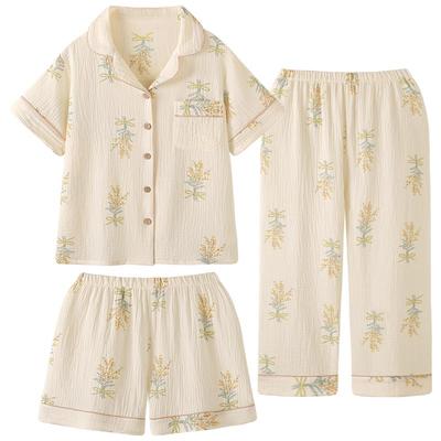 女款早春三件套泡泡棉纱