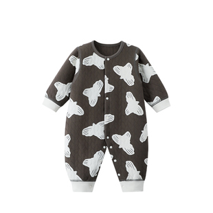 童贝初婴儿夹棉薄棉连体衣秋冬保暖新生宝宝冬季居家哈衣爬服冬装