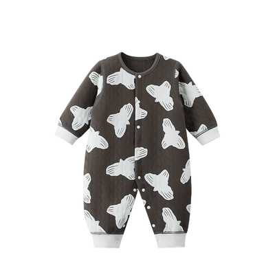 婴儿夹棉薄棉连体衣秋冬保暖