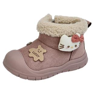 韩国童鞋加绒儿童靴子女童短靴2025新款冬季雪地靴保暖宝宝二棉靴