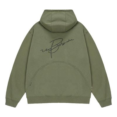 美式重磅潮牌连帽加绒开衫卫衣男