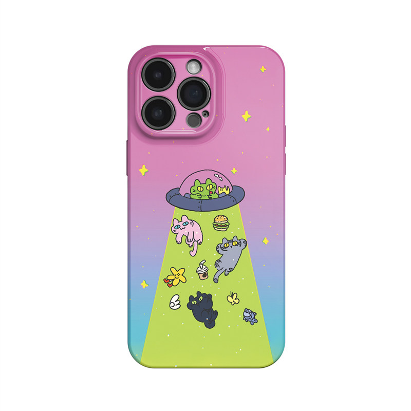 吸猫~卡通萌趣飞碟ins适用苹果17promax手机壳iphone16华为nova14小米15可爱opporeno13小众vivox200一加ace5