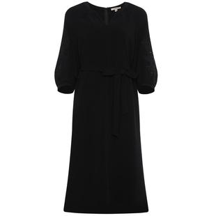 GEGINA吉吉娜女装五分袖黑色连衣裙收腰V领显瘦气质长裙商场同款