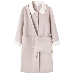 慕兔甜美娃娃领毛呢外套女2025冬季新款小个子显瘦中长款呢子大衣