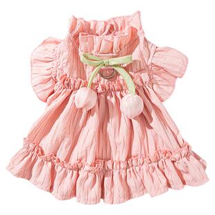 狗狗衣服夏季郁金香公主裙子比熊泰迪小型幼犬猫咪嬉皮狗宠物衣服