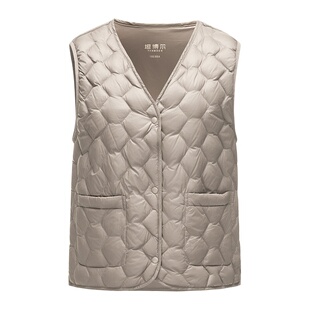 坦博尔轻薄新款羽绒内胆马甲修身运动保暖坎肩时尚V领短款背心秋