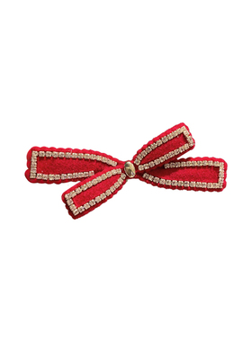 新年红法式复古蝴蝶结侧边刘海