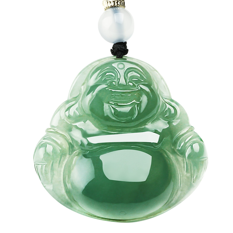 五花八门冰糯种翡翠佛公玉佛吊坠女天然油青弥勒佛玉石项链礼物