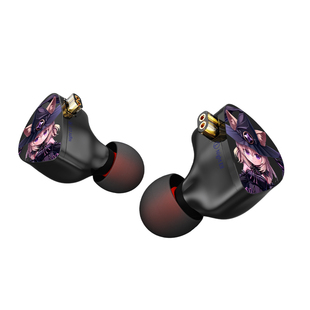 CVJ夜精灵双通道动圈入耳式耳机电脑有线HIFI苹果耳塞带麦黑色4.4