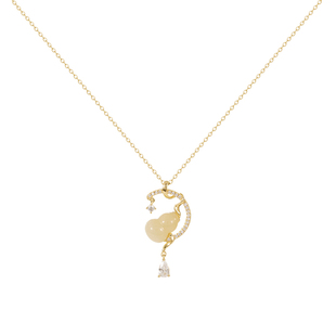 纯银和田玉葫芦月亮项链女2026新款高级感轻奢小众送闺蜜生日礼物