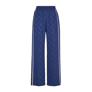 婉甸黛青色提花长裤原创设计风阔腿裤1241P20SX4