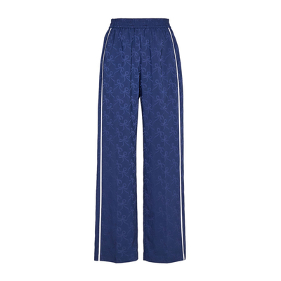 婉甸黛青色提花长裤原创设计风阔腿裤1241P20SX4