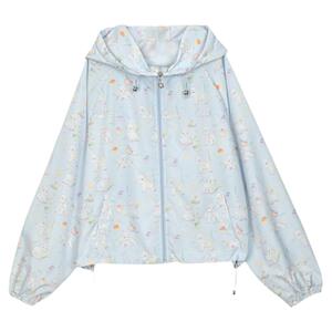 森女部落原创UPF50+可爱小羊印花防晒服外套萌趣少女休闲连帽上衣