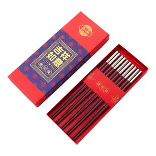 唐宗筷安可拉红色合金筷子家用高档防霉新款高颜值轻奢不锈钢礼盒