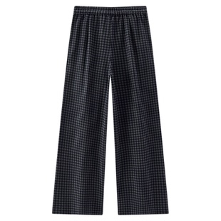 商场同款|森马休闲裤女冬季高腰仿呢格纹阔腿裤2025新款复古长裤