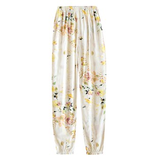 女士睡裤春夏季长裤人造棉薄款绵绸灯笼裤可外穿防蚊裤休闲家居裤