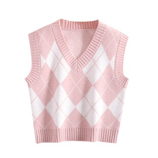 女童毛衣背心春季秋冬2026新款学院风粉色儿童马夹格子坎肩针织衫