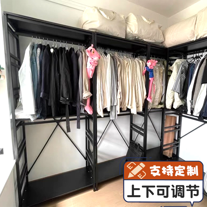 开放式衣柜步入式衣帽间架子卧室组合双层挂衣架落地式简易衣帽架