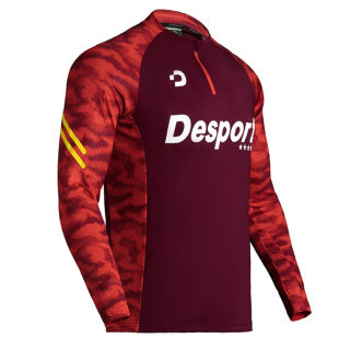 Desporte体士彪 红色足球训练服男 长袖运动上衣套头衫半拉链卫衣