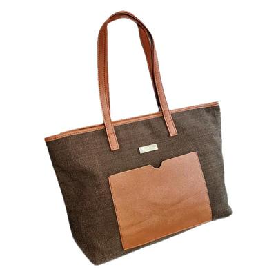 帆布包拼接大容量帆布托特包