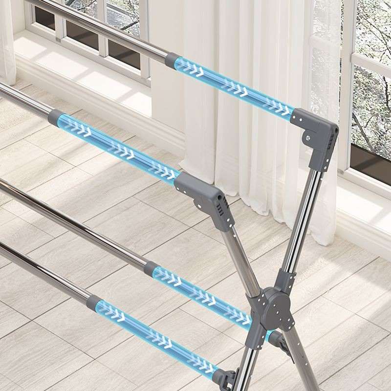 不锈钢晾衣架落地室内外折叠免安装家用卧室阳台杆式伸缩晒被子架