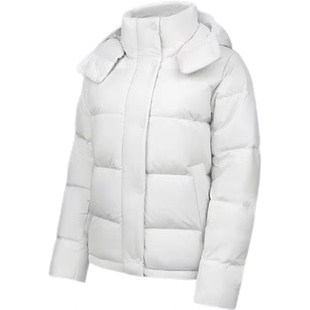 鹅绒羽绒服女短款2025新款加厚修身收腰连帽冬季外套白色五格露露