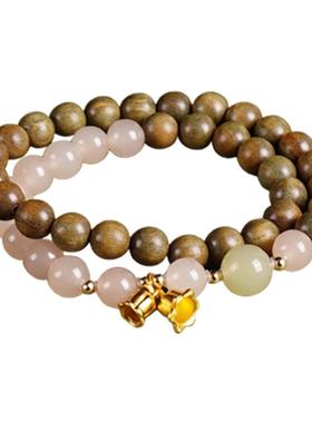 合慕天然绿檀木手串女款