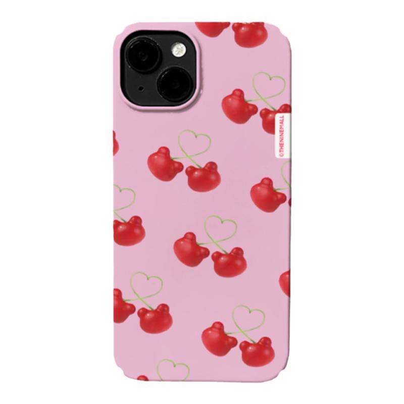ins韩国小众粉色樱桃手机壳硬壳全包按键适用苹果iPhone17promax菲林手机壳16pro磨砂12亮面全包13精孔软壳16