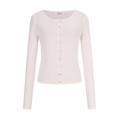 纯棉缕空针织开衫女薄款外套上衣