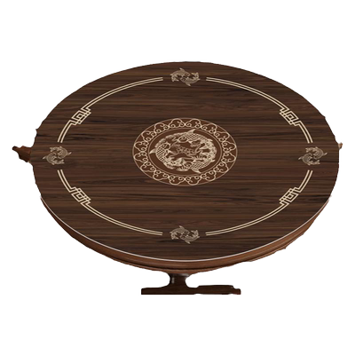 新中式木纹圆形皮革桌垫防水