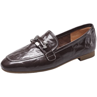 意尔康女鞋2026春季新款真皮小皮鞋通勤低跟气质乐福鞋配裙子单鞋