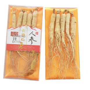东北人参礼盒6年生晒参白参泡酒全须人参野生山参盒装50克配礼袋