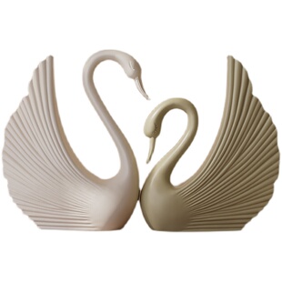 高级感设计师艺术天鹅摆件姹寂风客厅玄关电视柜复古摆设软装装饰