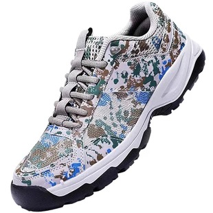 运动作训鞋男夏季工地迷彩跑步鞋解放网眼胶鞋体能训练鞋耐磨网面