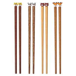 儿童筷子无漆木筷子可爱动物一人分餐木筷家用练习筷儿童专用筷子