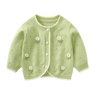 女童外套2026春装宝宝针织开衫洋气上衣婴儿春季薄款衣服外出套装