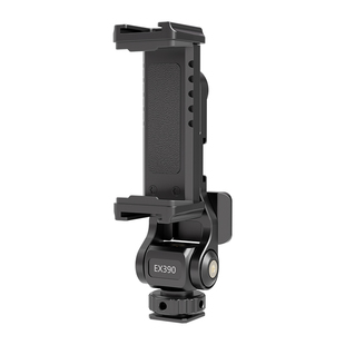 科漫EX390全金属铝合金手机夹多功能单反阿卡快装相机手机支架横竖拍直播热靴双冷靴固定夹扩展口360°调节
