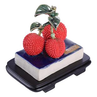 一本万利荔枝石湾陶瓷佛山装饰品中式植物摆件工艺品礼品摆设