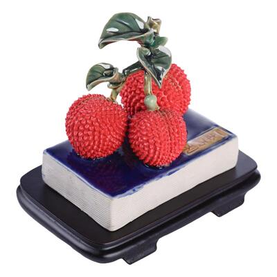 一本万利荔枝石湾陶瓷佛山装饰品中式植物摆件工艺品礼品摆设