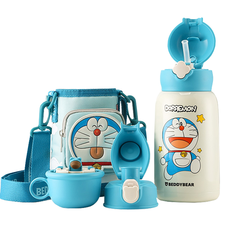 杯具熊哆啦a梦保温杯子男女婴儿童多啊叮当机器猫联名毛绒水壶A