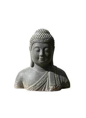 新中式仿石禅意释迦摩尼半身像佛头家居玄关茶室展示柜桌面装饰品