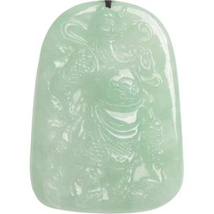 天然缅甸a货翡翠玉关公吊坠关羽挂件男女款项链武财神守护神玉坠