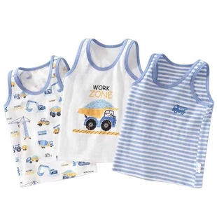 儿童背心男童a类纯棉内穿睡衣宝宝男孩男宝男跨栏秋冬贴身打底小