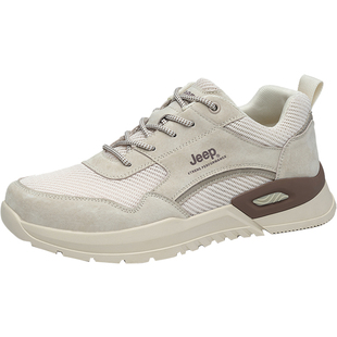 jeep男鞋2026夏季新款透气软底网面运动鞋男真皮百搭轻便休闲鞋子