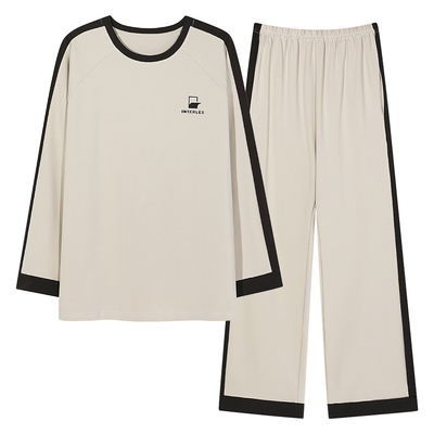 春秋款纯棉大码套头长袖睡衣男款